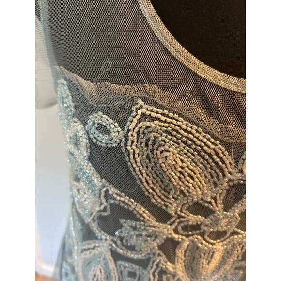 Blue Frost Beaded Tulle Top Black Label Urban Outfitters - Picture 6 of 10